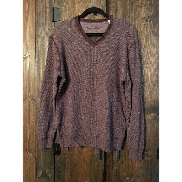 Tommy Bahama Sz L Maroon V Neck Sweater Pullover Style Long Sleeve - Picture 1 of 5